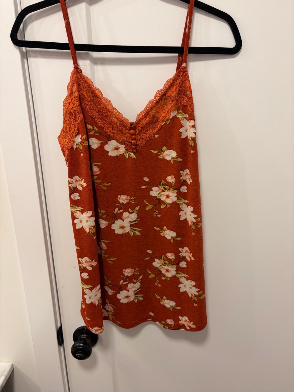 Floral Lace-Trim Rust Camisole - Women